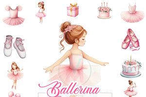 Watercolo Ballerina Clipart PNG Pink, a Person Illustration by VM PARTYS  BY TAIRUMA