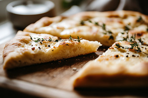 Fresh skillet flatbread with herbs, a Food & Drink Photo by MistyDay