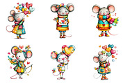 Valentine's Whimsical Mouse Clipart, a Graphic by CitraGraphics (Thumbnail 2 of 4)
