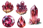 Watercolor Burgundy Crystals and Gem, an Illustration by Designworld (Thumbnail 5 of 6)