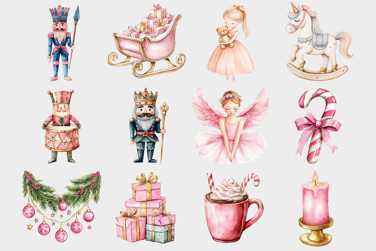 Watercolor Pink Nutcracker Clipart, a Seasonal Illustration by Design Market (Photo 5 of 5)