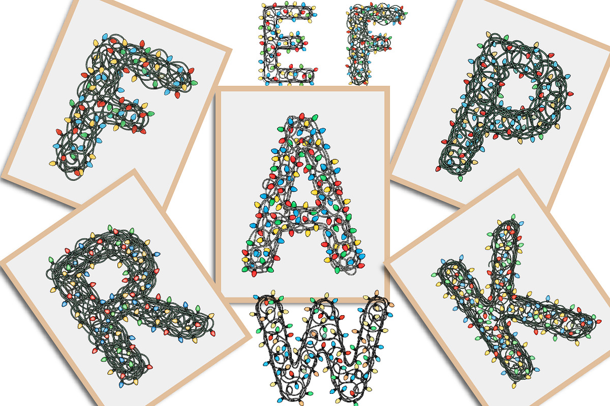 Christmas Lights Alphabet Clipart, an Illustration by Creative Art (Photo 3 of 10)