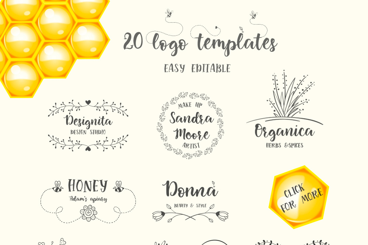 Little Bee. Duo font & logos. preview 2