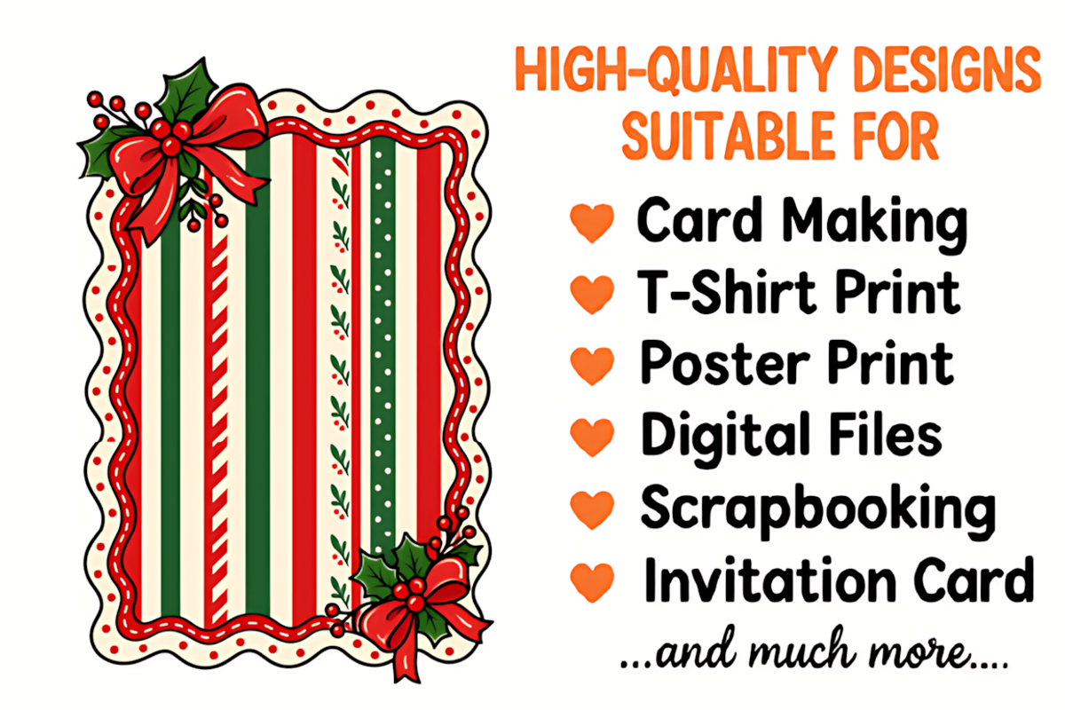 Whimsical Christmas Stripes Frame, a Seasonal Illustration by HueNestify (Photo 2 of 3)