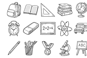 School Icon Set, an Object Graphic by nikagraphic