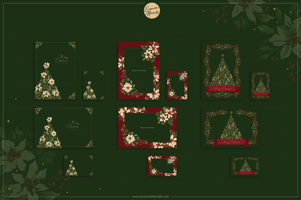 Floral Christmas Cards & Backgrounds, a Background Graphic by Euonia Meraki (Photo 2 of 10)