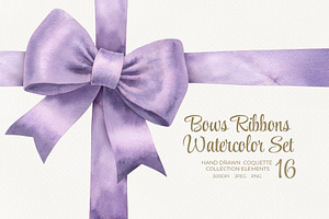 Bows Ribbons Watercolor Set