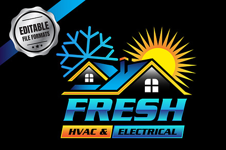 HVAC Heating & Cooling Service Logo