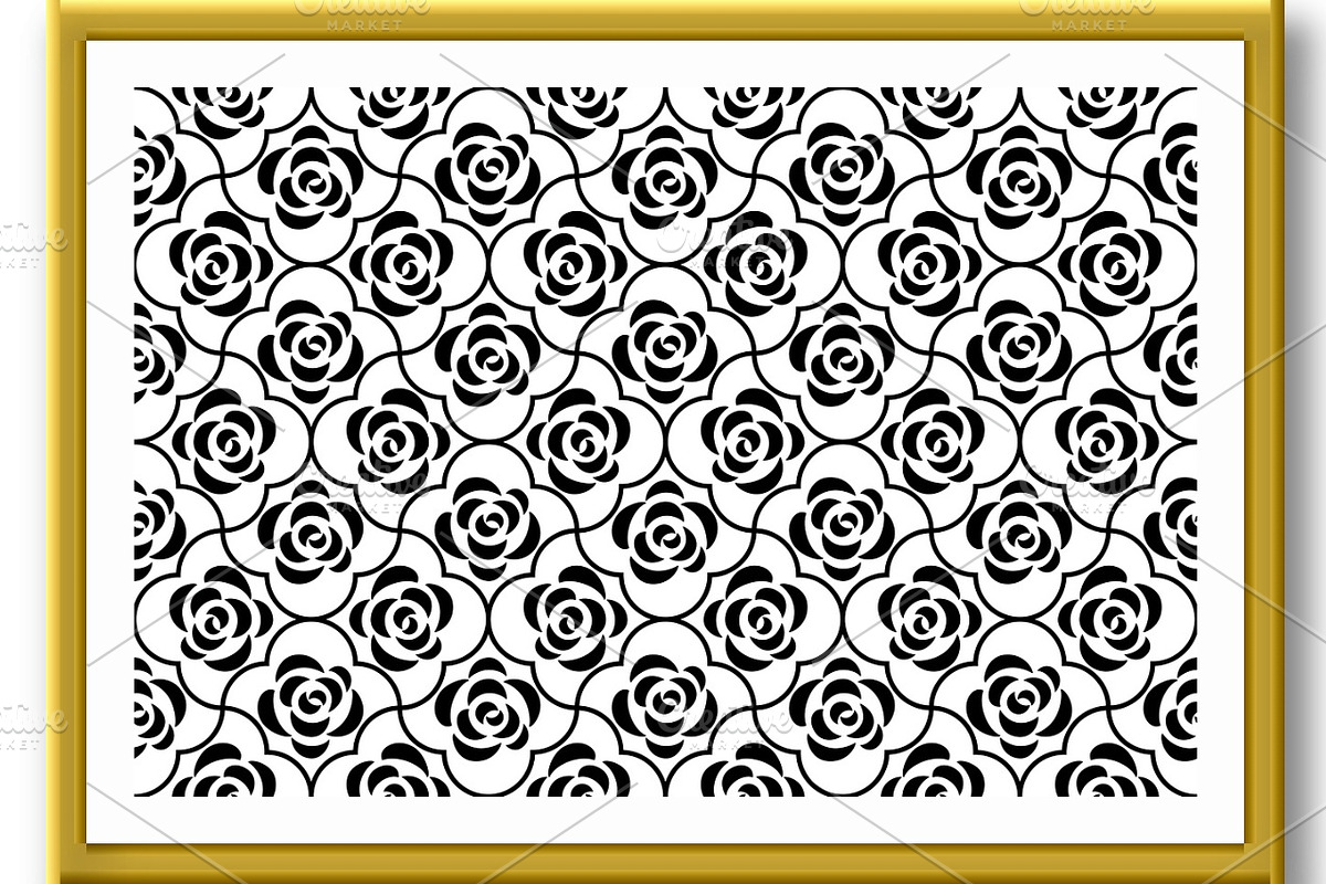 Flower geometric pattern with roses, a Pattern Graphic by RODINA (Photo 2 of 3)
