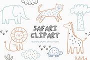 Safari Animals Doodle Clipart, a Decorative Illustration by Barkova Nadya (Thumbnail 1 of 6)