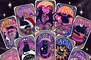 Cat Tarot Deck 11 Cards & BONUS