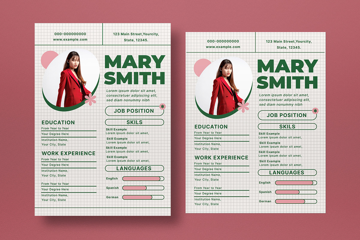 Green Minimalist Resume, a Resume Template by graphicook (Photo 2 of 3)