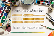 Gold Foil Watercolor Brush Strokes, an Object Graphic by Bumblebee (Thumbnail 1 of 2)