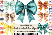 Watercolor Back to School Bow PNG, an Illustration by Craft Nest (Thumbnail 1 of 6)