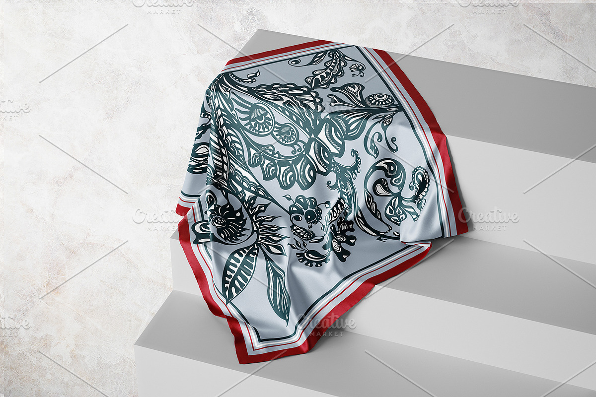 Crimson & Silver Botanical Scarf, an Object Graphic by ilustrinna (Photo 6 of 9)