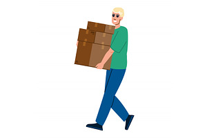 Delivery man carrying stack of, a Transportation Illustration by pikepicture