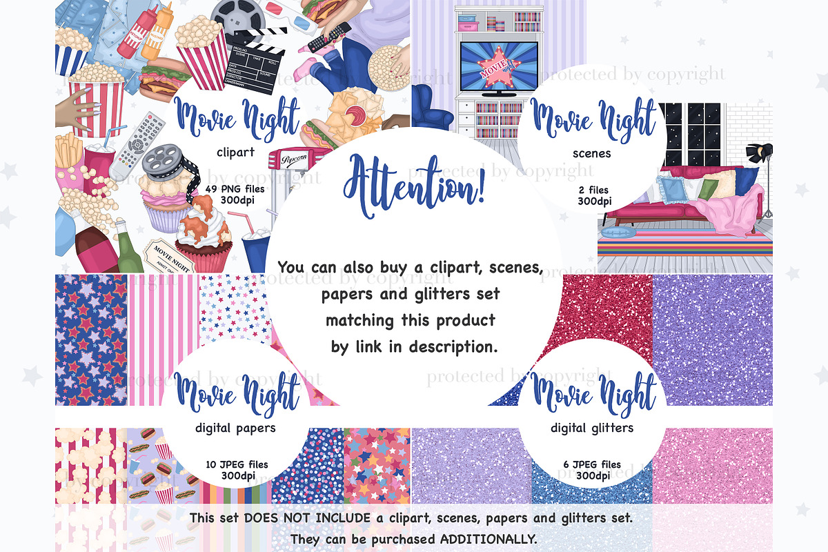 Movie Night Girl Clipart, a Person Illustration by GlamArtZhanna (Photo 5 of 5)