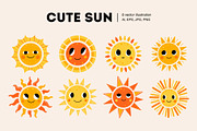 Cute Sun Characters Collection, an Object Illustration by AnbyArt (Thumbnail 1 of 4)