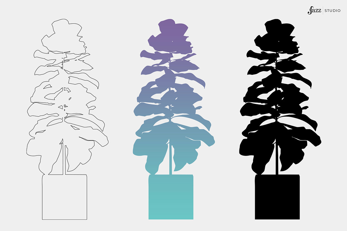 100 Vector Plant silhouettes, a Decorative Illustration by JAZZ STUDIO (Photo 5 of 6)
