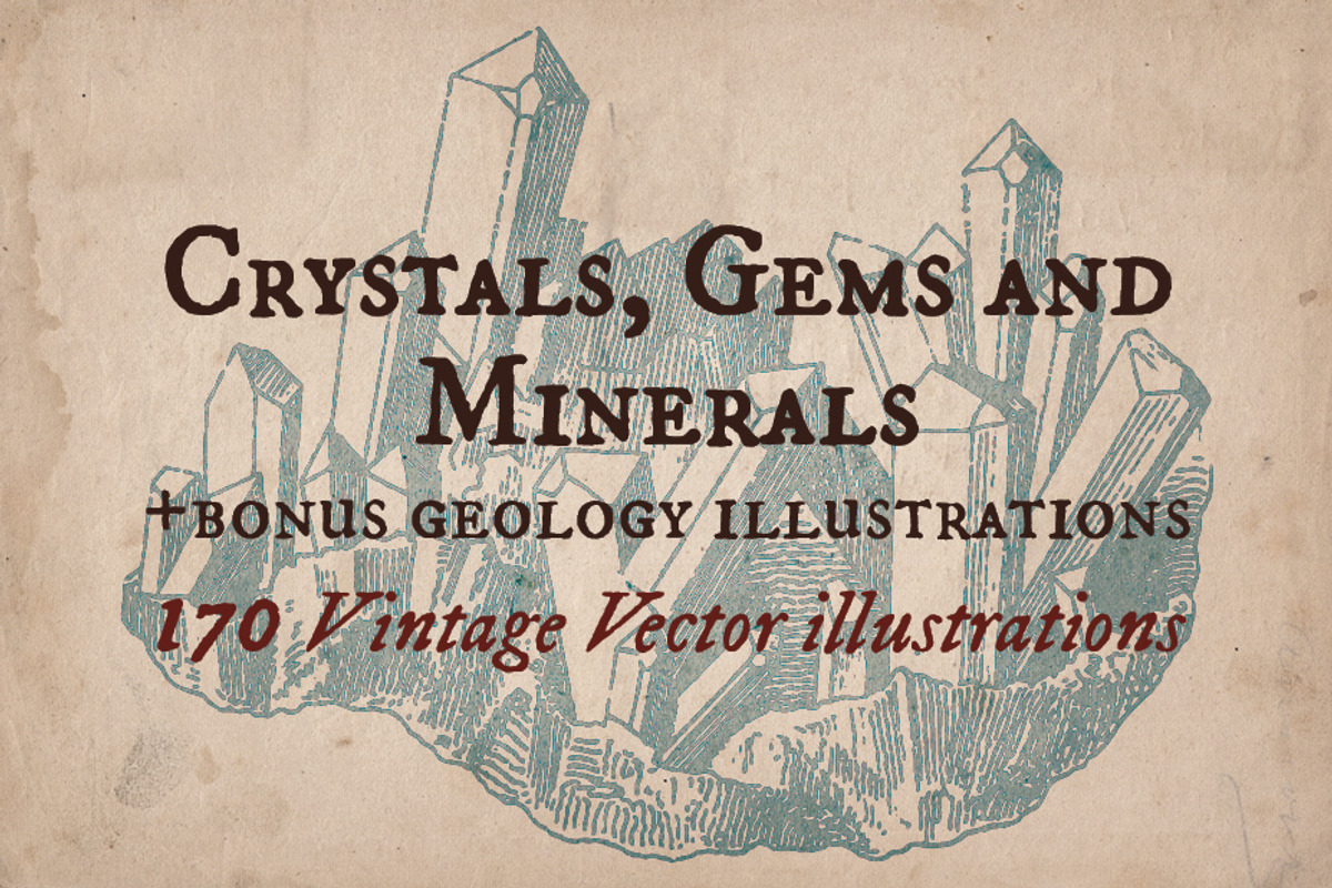 Crystals, Gems and Minerals, a Decorative Illustration by Mr Vintage (Photo 1 of 5)