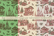 Vintage Christmas Toile Pattern, a Pattern Graphic by Olya Creative (Thumbnail 5 of 10)