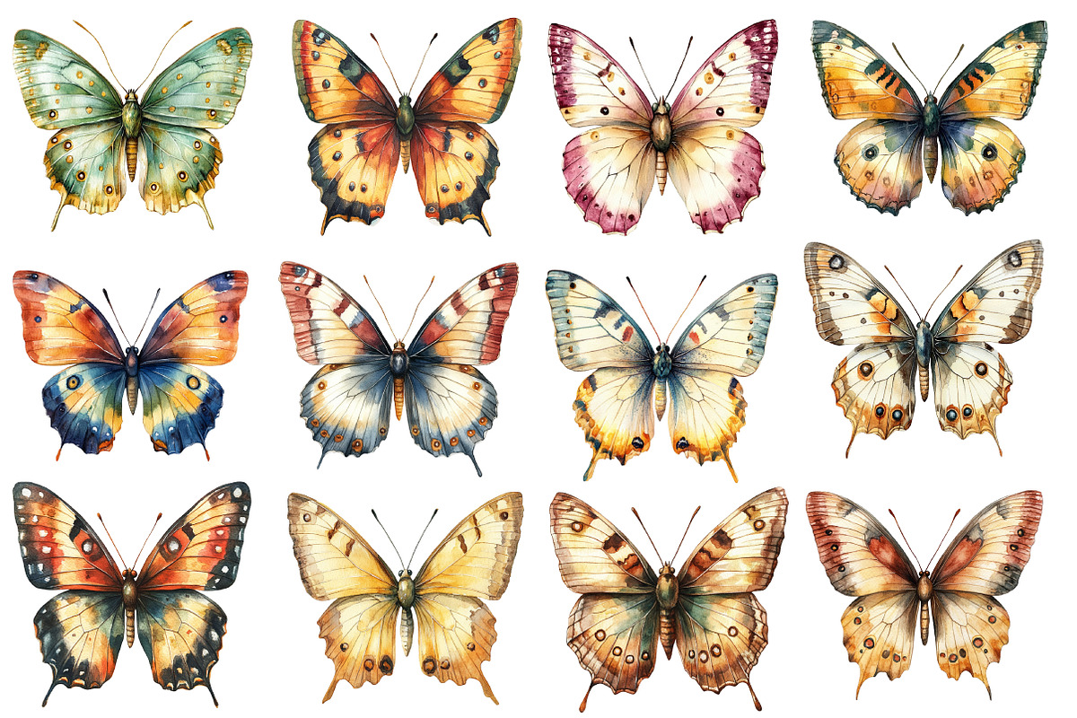 Vintage Butterflies Clipart, an Illustration by Designworld (Photo 2 of 5)