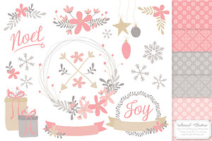 Pink Christmas Wreaths & Patterns, an Illustration by Amanda Ilkov