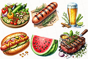 Summer BBQ Party Clipart, an Illustration by OK Design (Thumbnail 3 of 5)