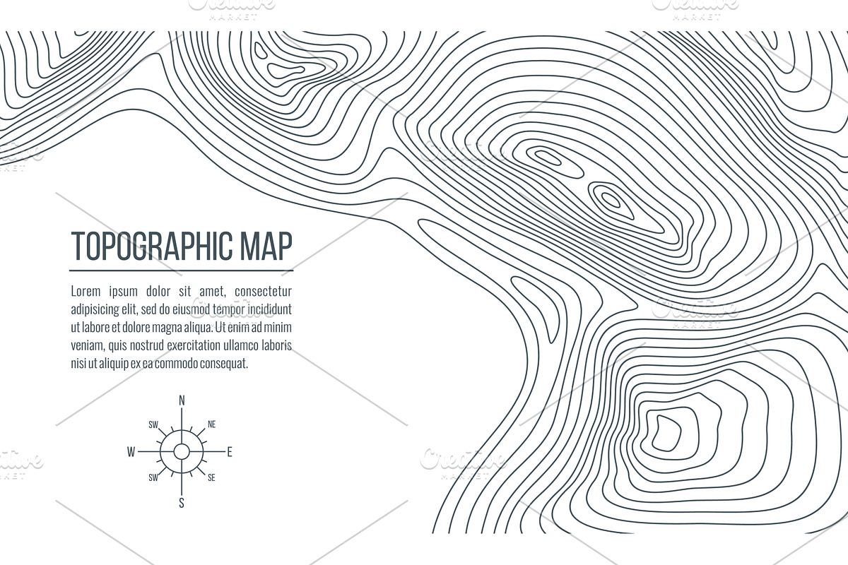Topographic map. Grid, relief, an Illustration by Buch&Bee