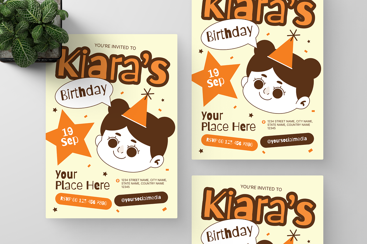Kids Retro Birthday Invitation, a Flyer Template by Annora Studio (Photo 4 of 6)