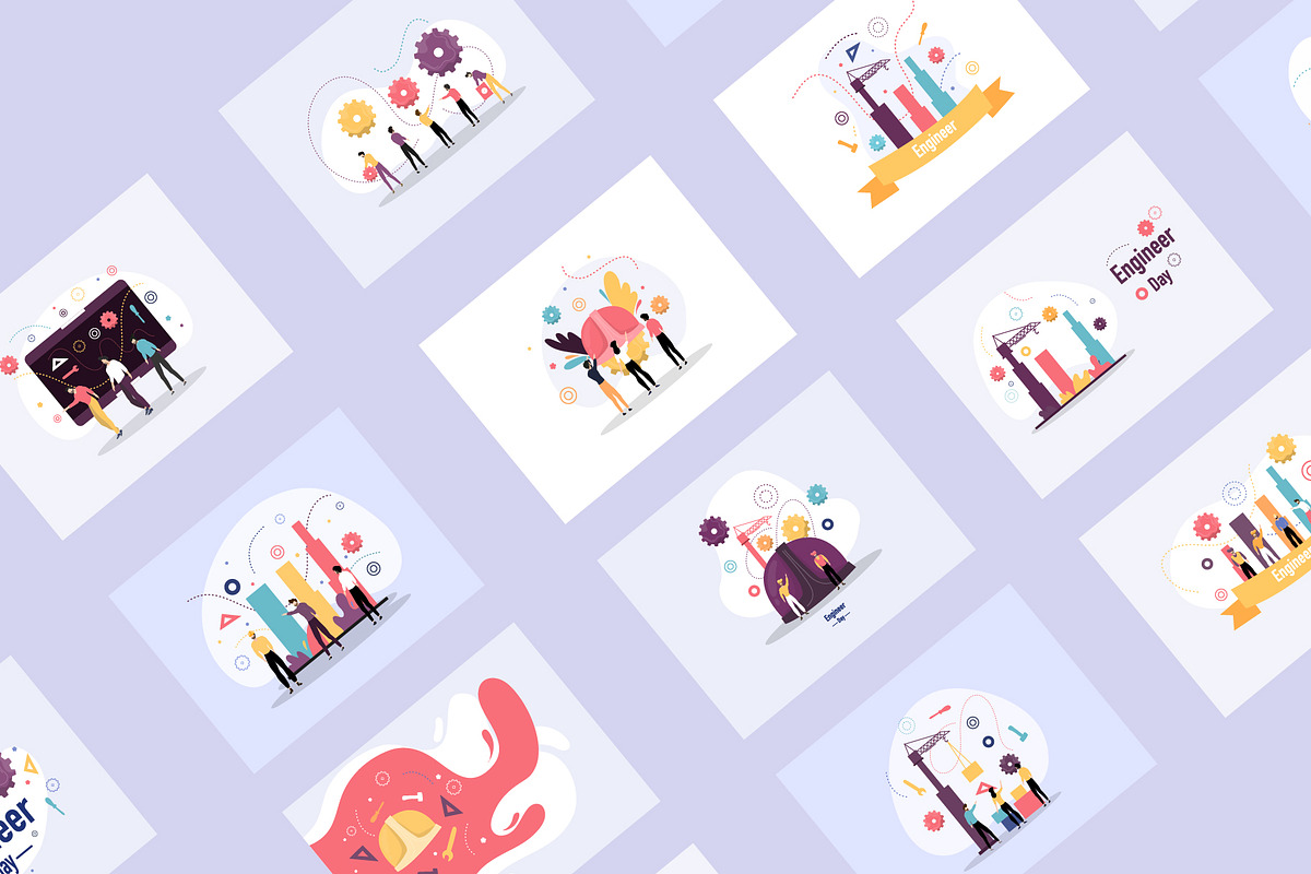Engineer day illustration vector set, an Object Illustration by foxndeer (Photo 2 of 4)