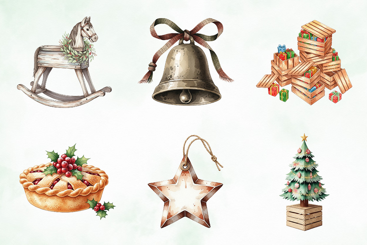 Cozy Rustic Christmas Clipart Bundle, an Illustration by Creative Art (Photo 5 of 10)