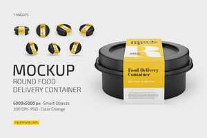 Round Food Delivery Container Mockup