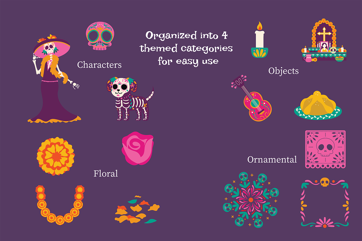Day Of The Dead Festival Element Set, a Seasonal Illustration by Invisual Studio (Photo 4 of 10)
