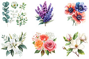 Watercolor Flower Collection Clipart, an Illustration by Designking (Thumbnail 5 of 5)