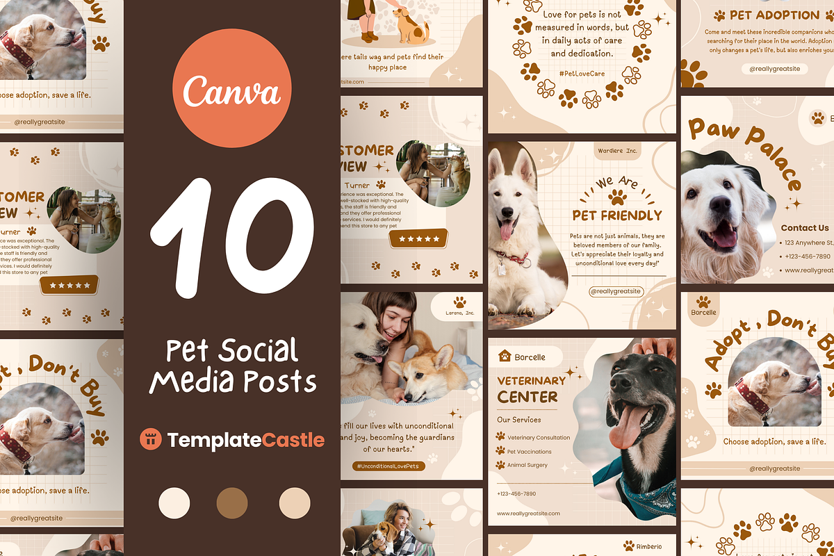 10 Editable Canva Post for Pet Care, a Social Media Template by TemplateCastleStore (Photo 1 of 7)