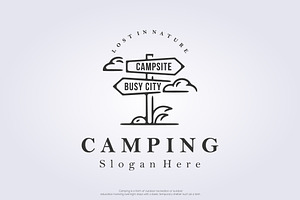 minimalist outline camping logo, a Branding & Logo Template by Lodzrov