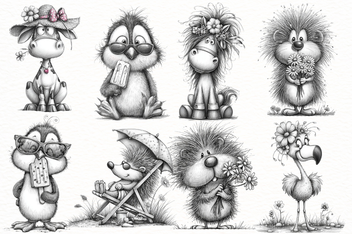 Whimsical summer Animals clipart, an Illustration by Designworld (Photo 5 of 8)