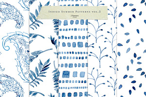 Watercolor Indigo Summer Pattern V.2