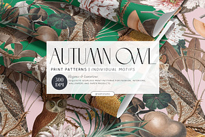 Autumn Owl Botanical Pattern & Motif