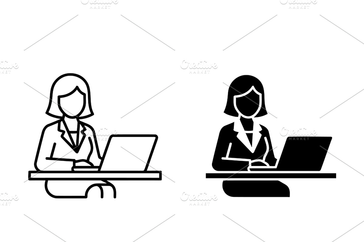Office Desk Worker Vector Icon, a Solid Icon by Artonix (Photo 2 of 2)