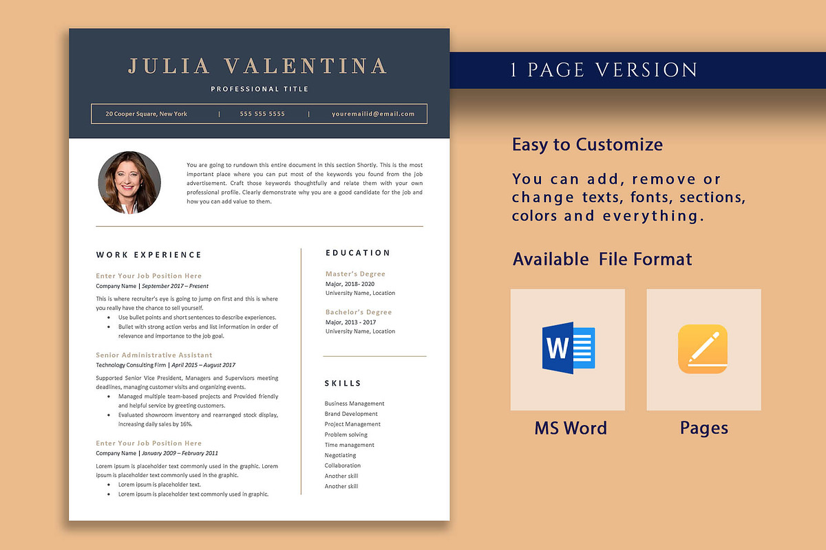 Clean Professional Resume Template, a Resume Template by VictoriousVita (Photo 2 of 8)