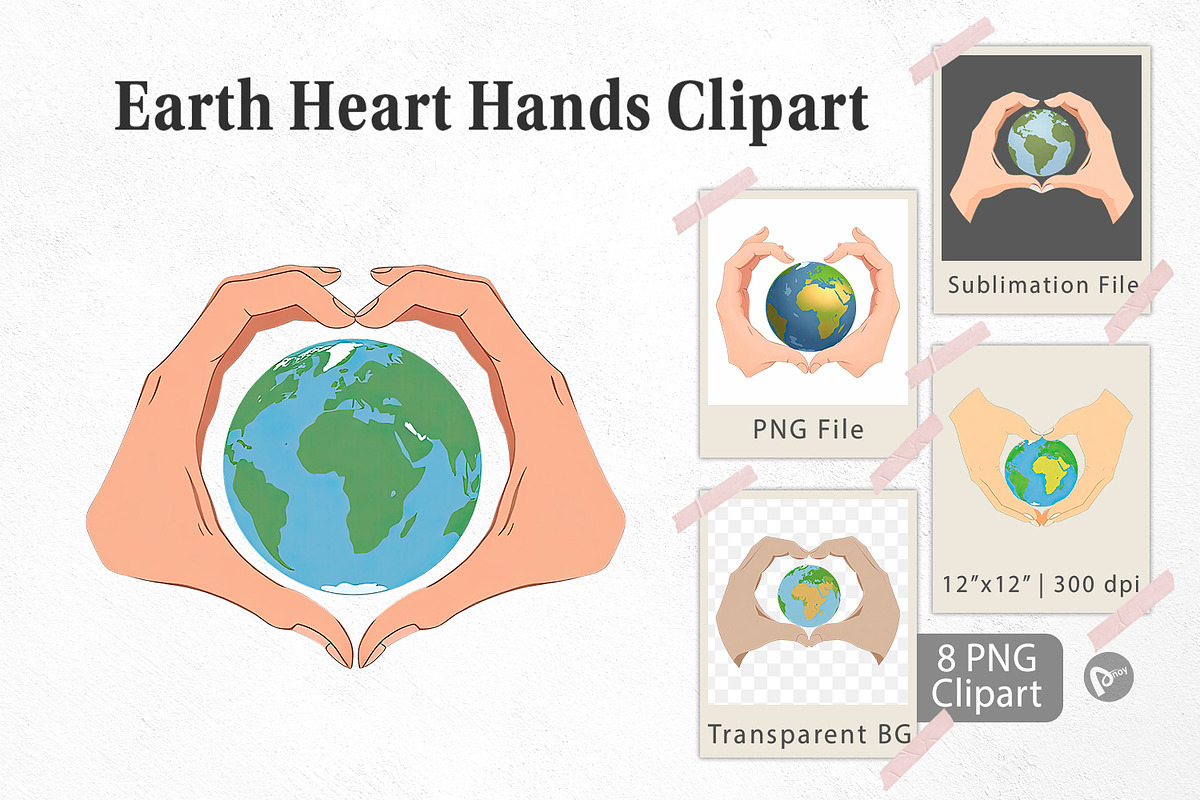 Earth Heart Hands Clipart, a Graphic by Artnoy (Photo 1 of 5)
