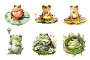 Spring Frogs Watercolor Clipart, an Illustration by CreationArt (Thumbnail 4 of 5)