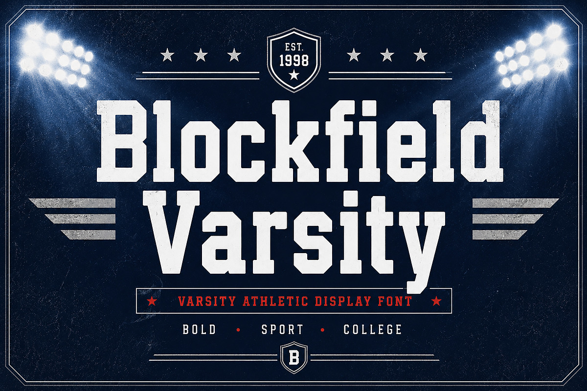 Blockfield Varsity, a Slab Serif Font by Wow Magic (Photo 1 of 5)