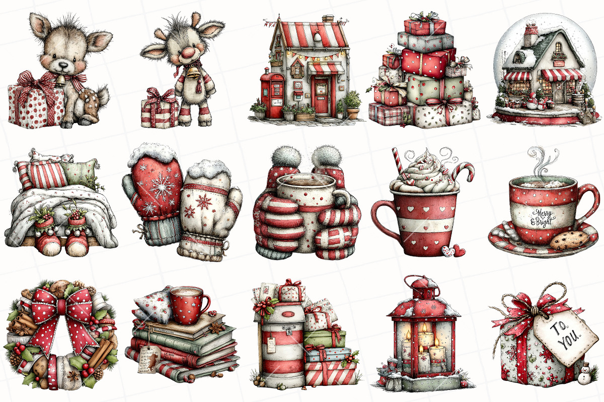 Whimsical Christmas Clipart, an Illustration by OK Design (Photo 3 of 6)