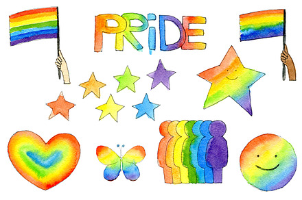 Watercolor pride festival set