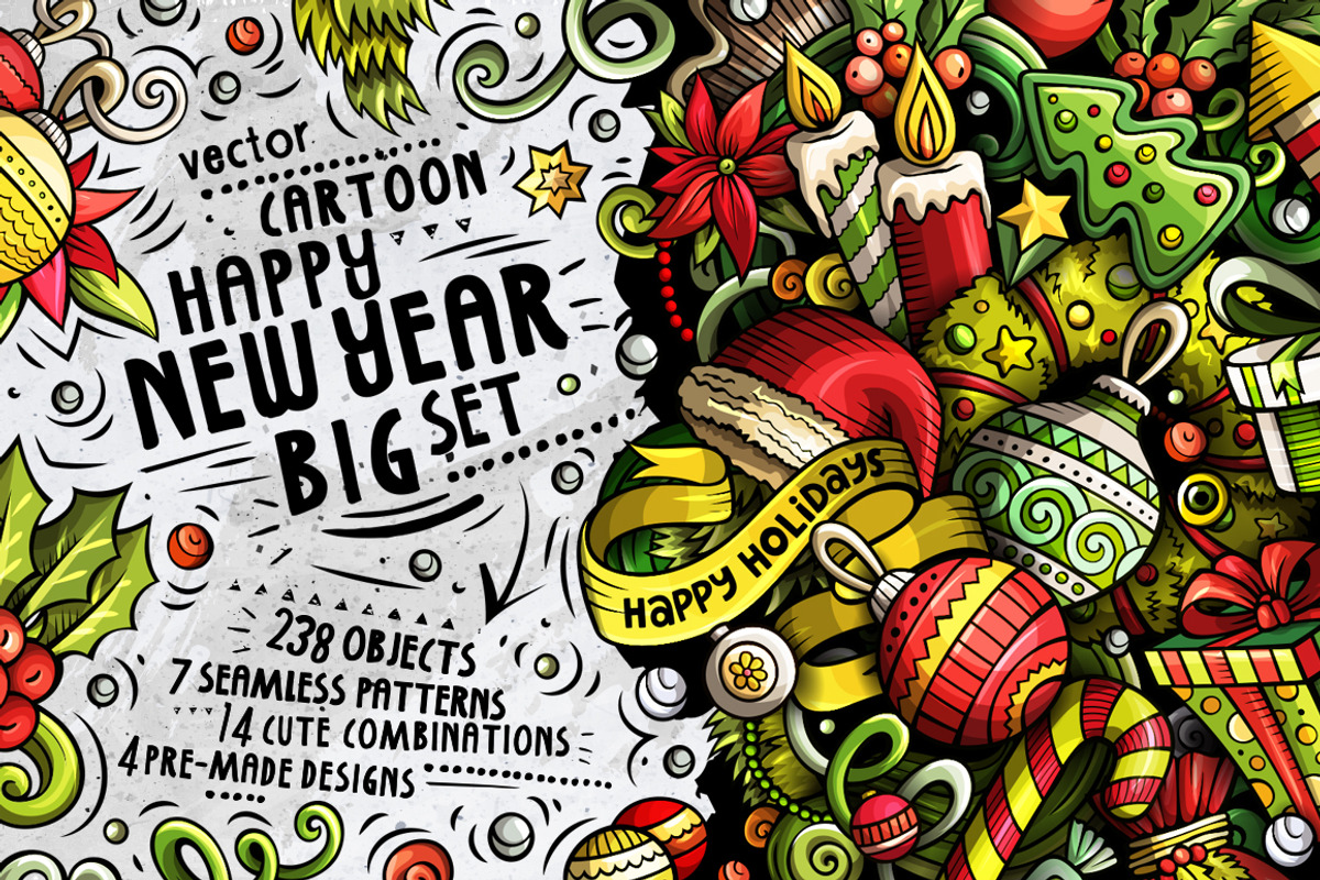 Happy New Year Doodle Big Pack, an Object Graphic by BALABOLKA (Photo 1 of 8)