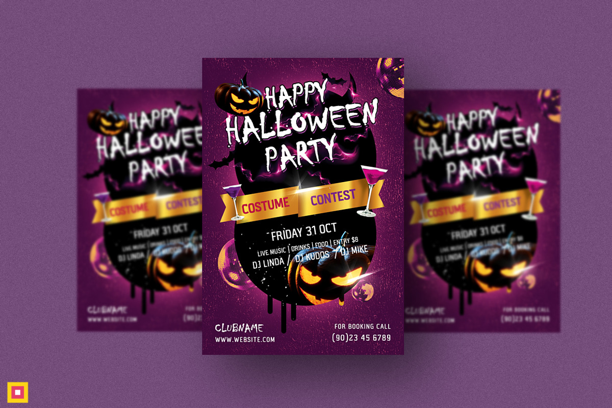 Halloween Party Flyer Template, a Flyer Template by Satgur Graphic Design (Photo 3 of 3)