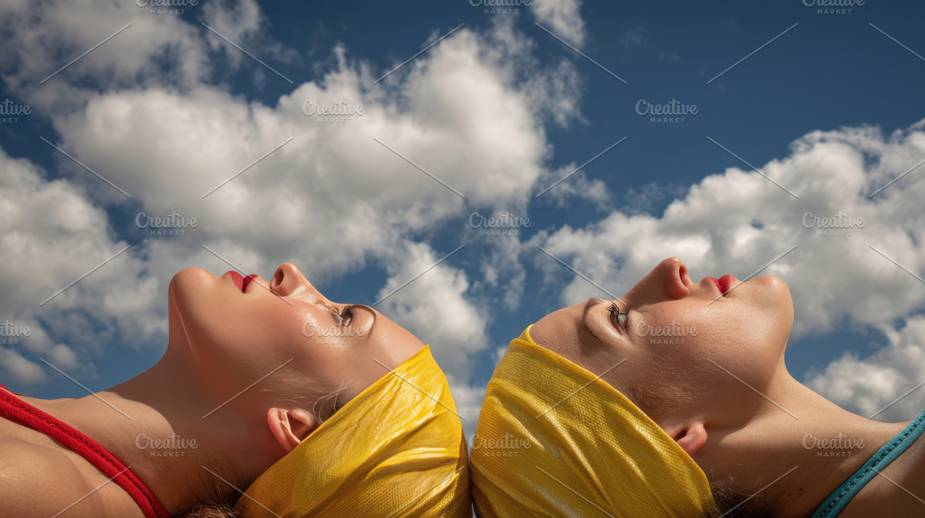 Women in bright scarves enjoy sun, a Photo by Beautiful things